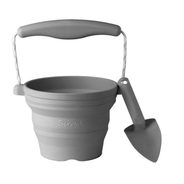 Scrunch Seedling Pot with Trowel - Cool Grey / Anthracite