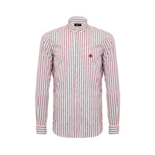 Men Striped Western Collar Shirt With Embroidery - Grey