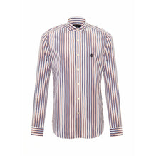 Men Striped Western Collar Shirt With Embroidery - Navy