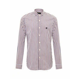 Men Striped Western Collar Shirt With Embroidery - Navy