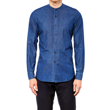 Men Denim Shirt With Bib - Indigo