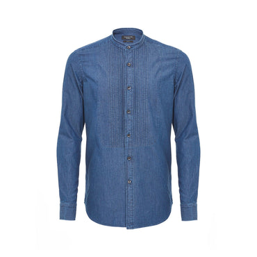 Men Denim Shirt With Bib - Indigo