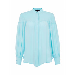 Women Silk Blouse - Aqua