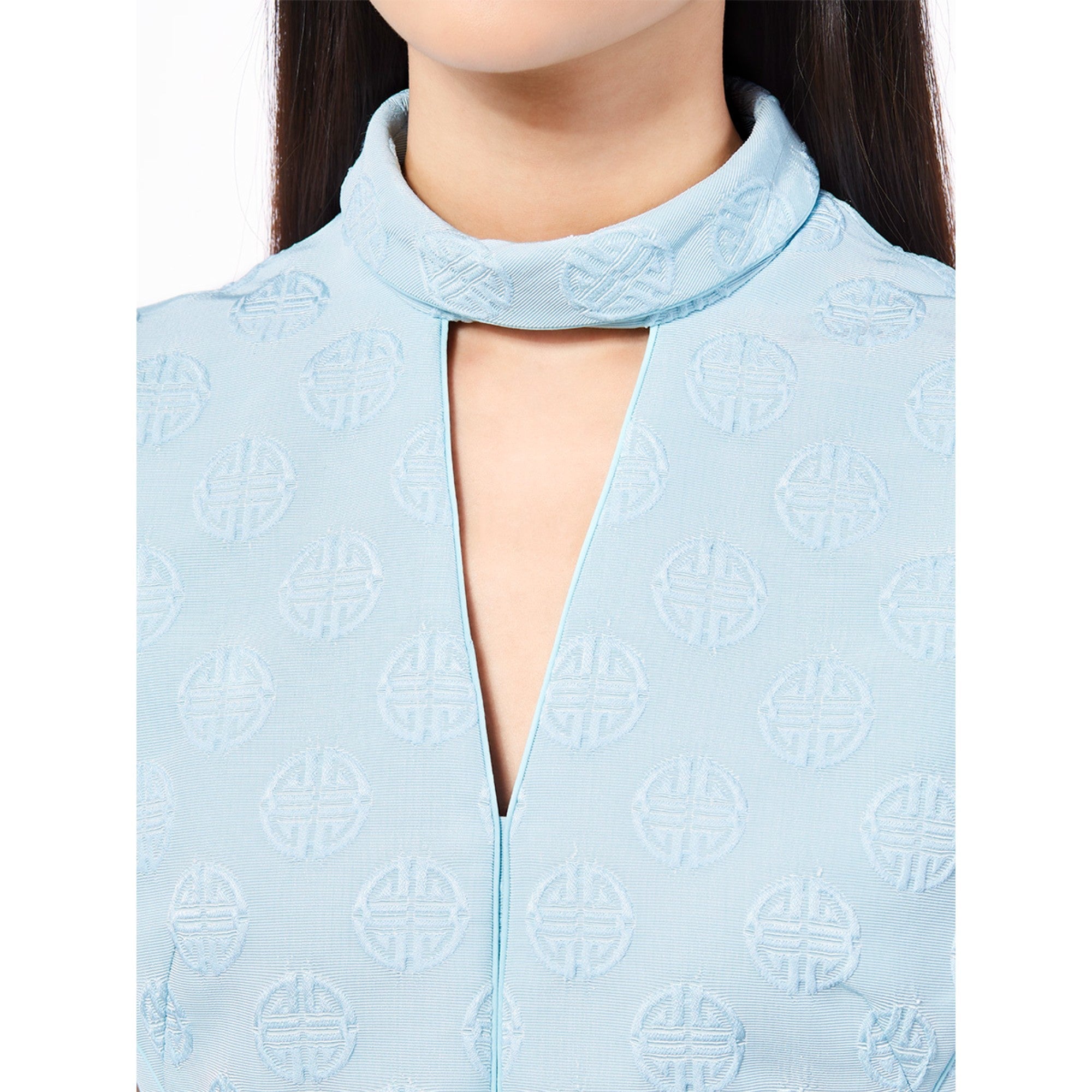 Women Shou Jacquard Dress - Aqua