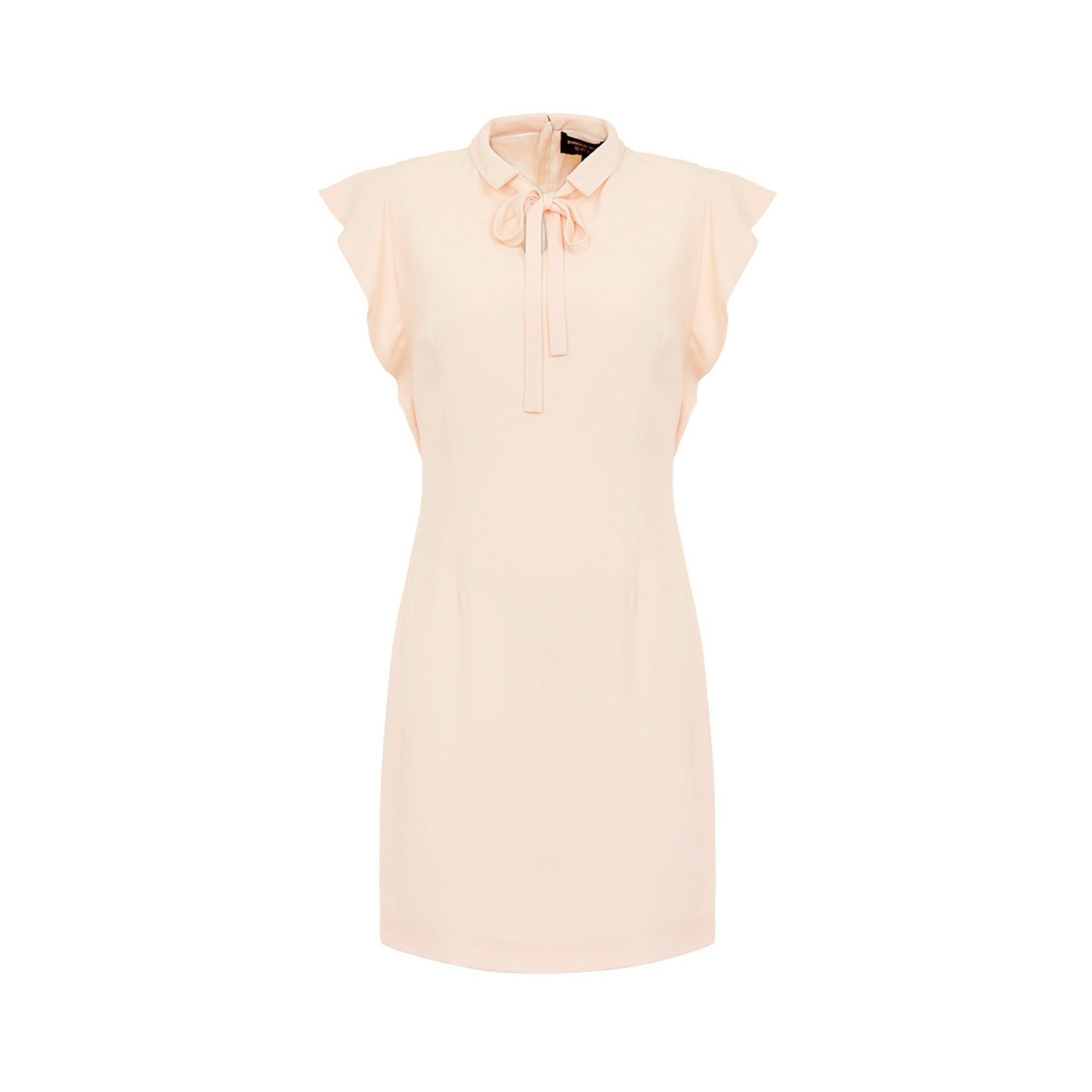 Women Cady Short Dress With Bow - Nude