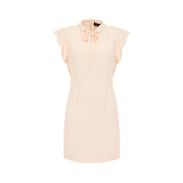 Women Cady Short Dress With Bow - Nude