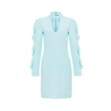 Women Short Dress With Ruffles - Aqua