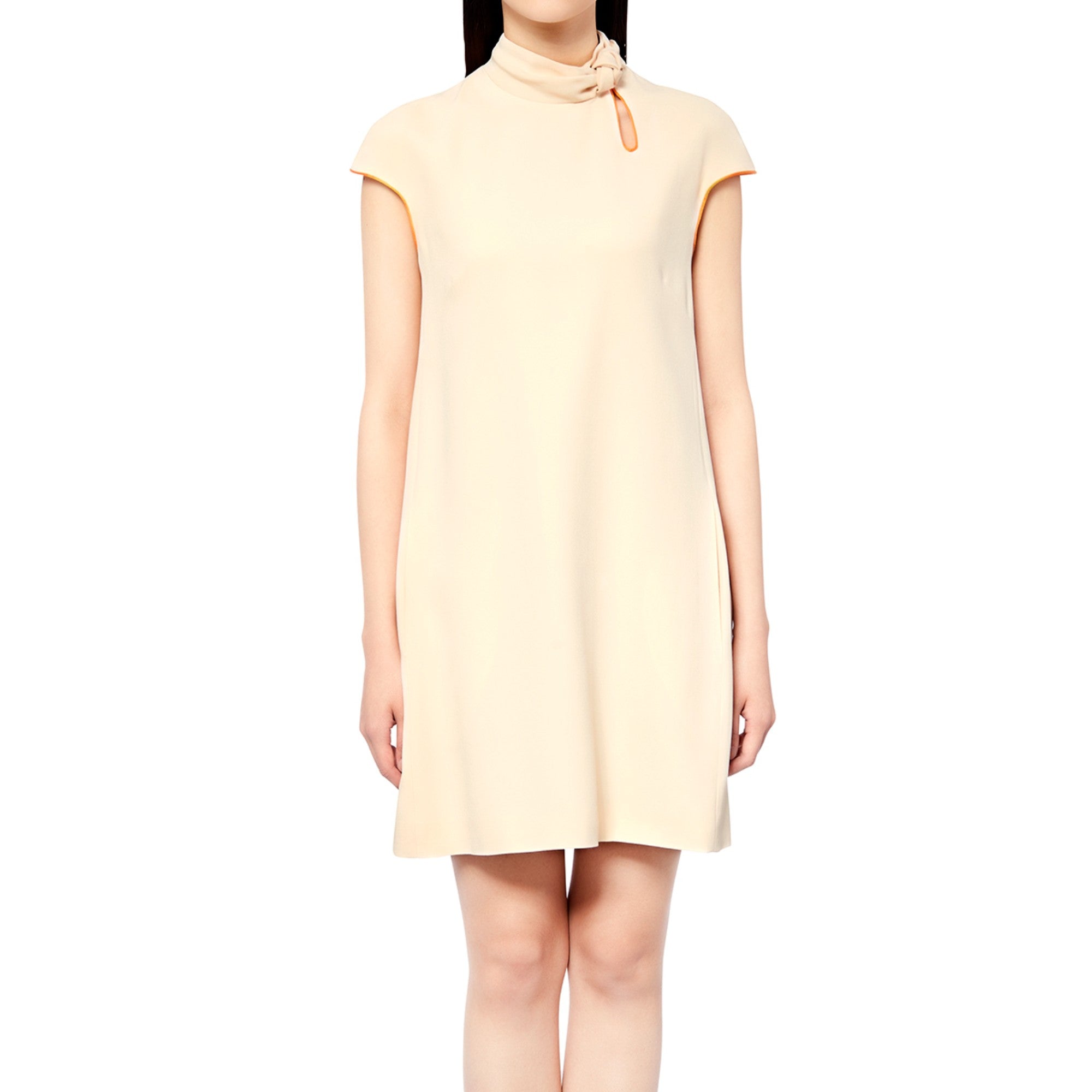 Women Cap Sleeves Short Dress - Nude