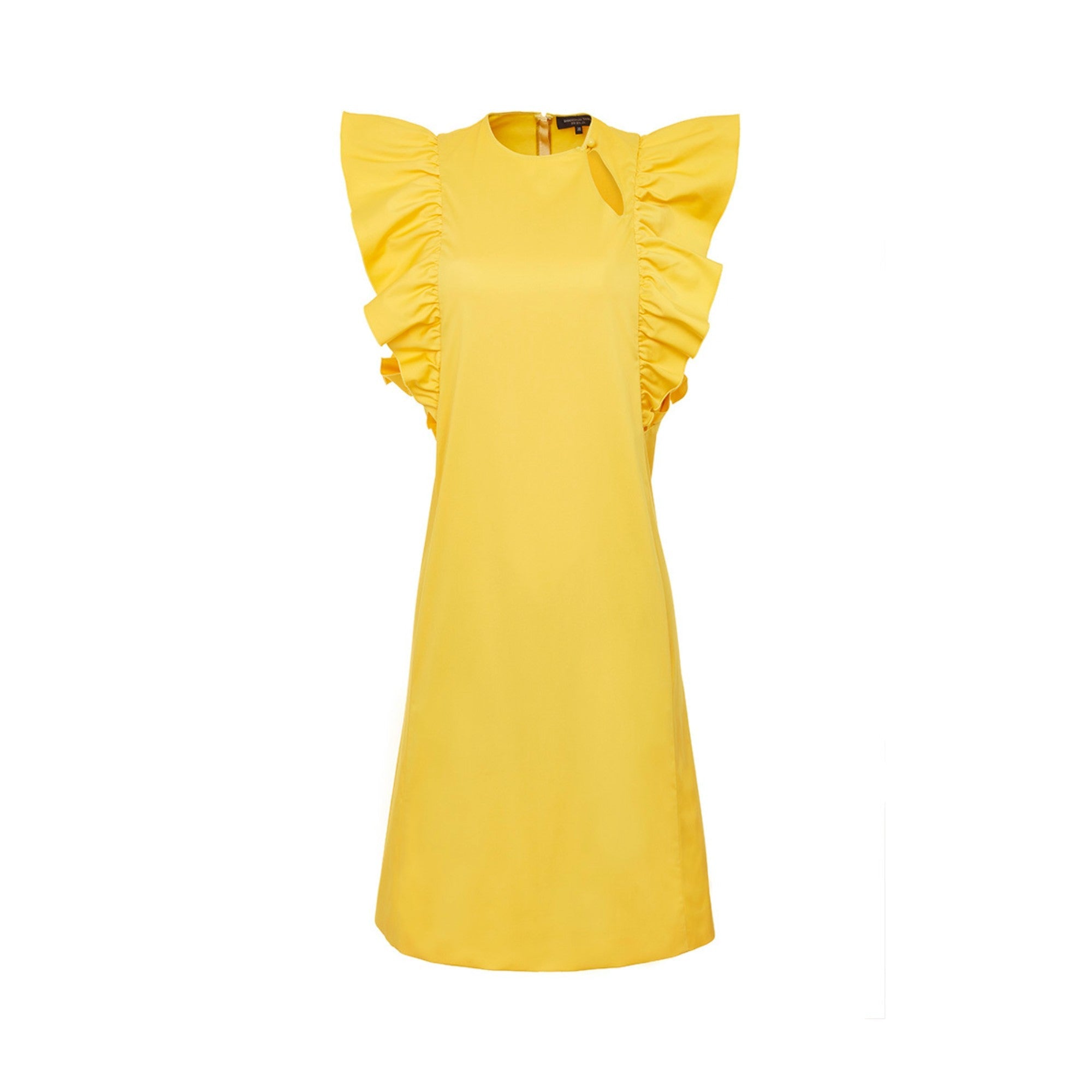 Women Ruffles Cotton Dress - Yellow