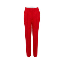 Women Flowers Jacquard Pants - Red