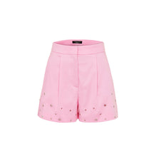 Women Shorts With Eyelets - Pink