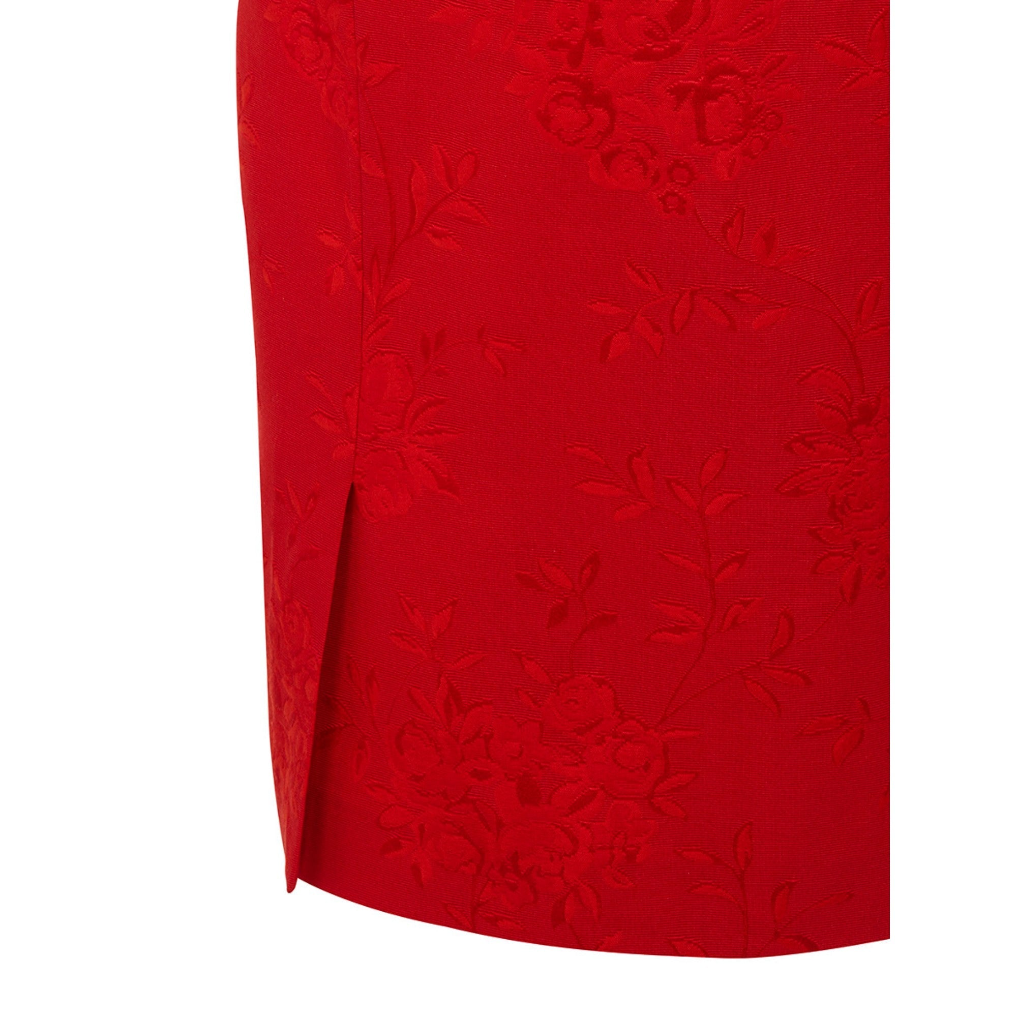 Women Flowers Jacquard Skirt - Red