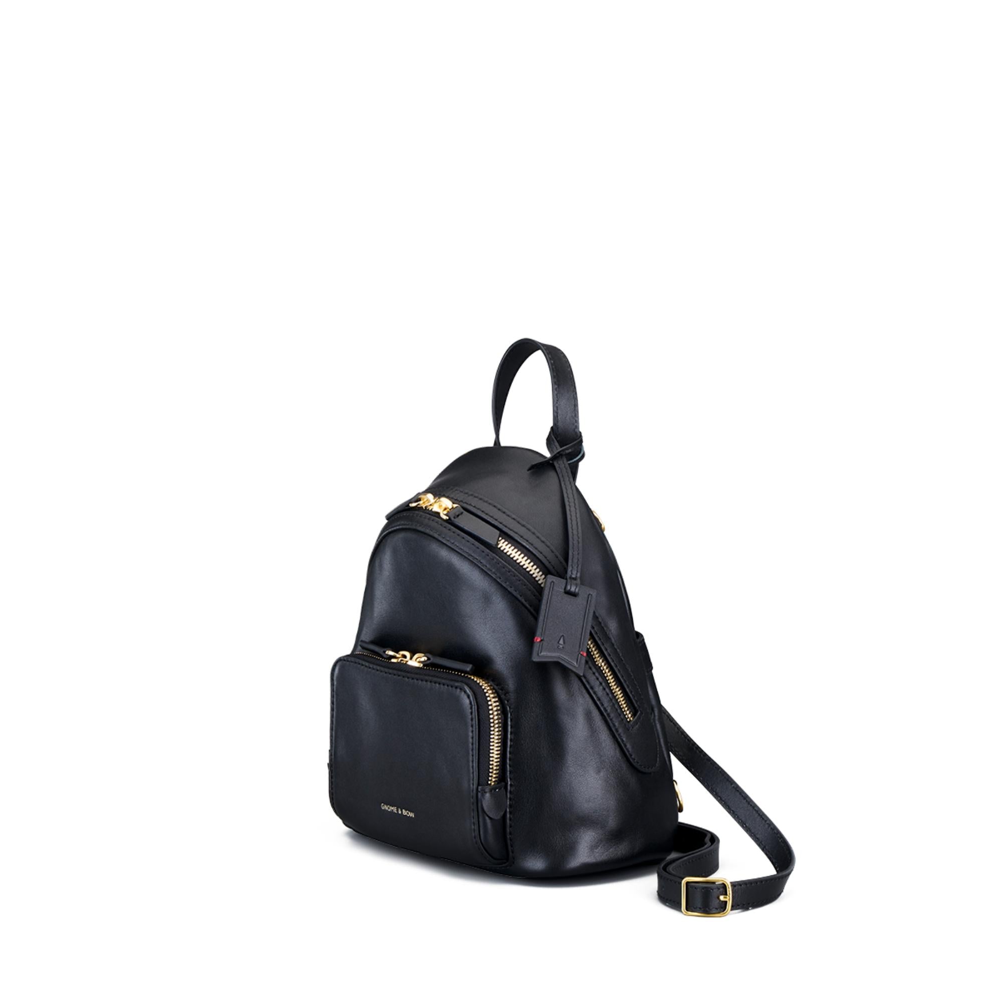 Musketeer Athos Small Crossbody Sling Mini Backpack (USA Nappa Leather) - Black