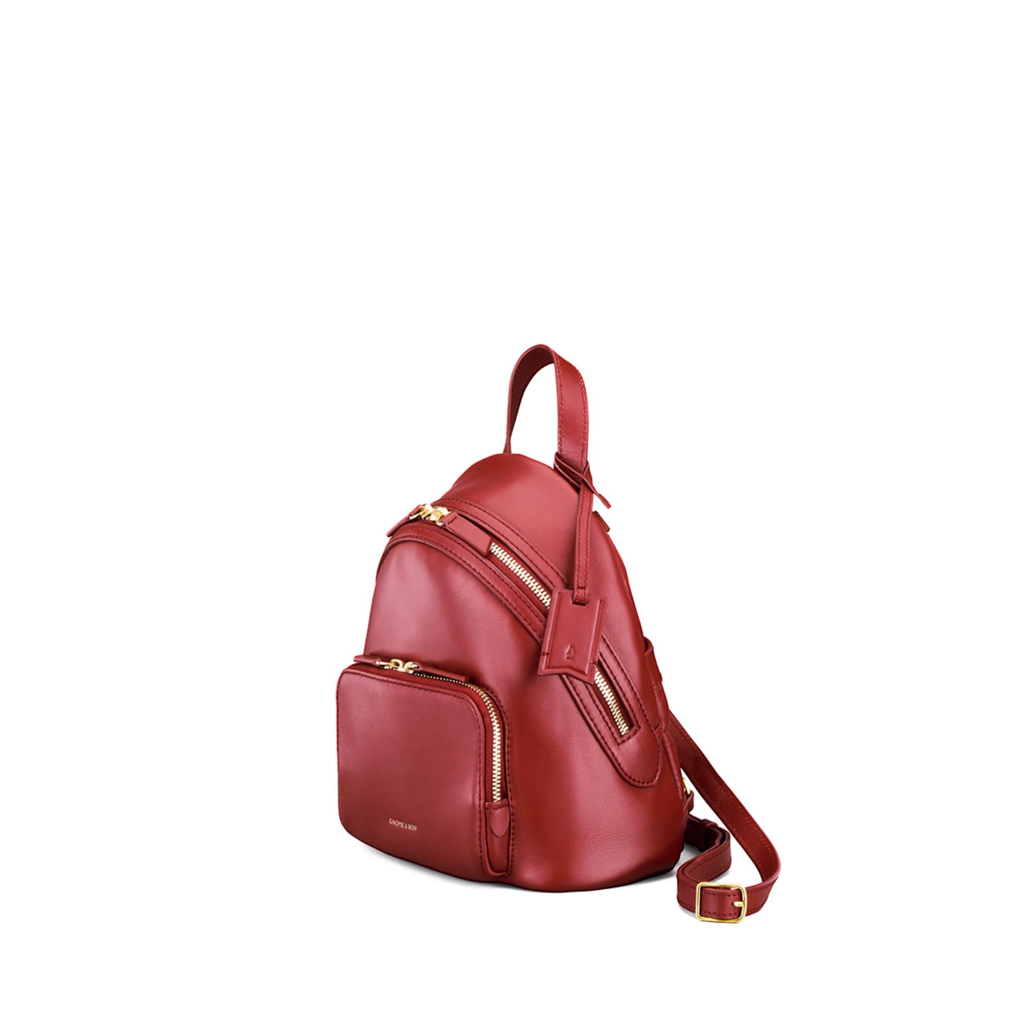 Musketeer Athos Small Crossbody Sling Mini Backpack (USA Nappa Leather) - Red