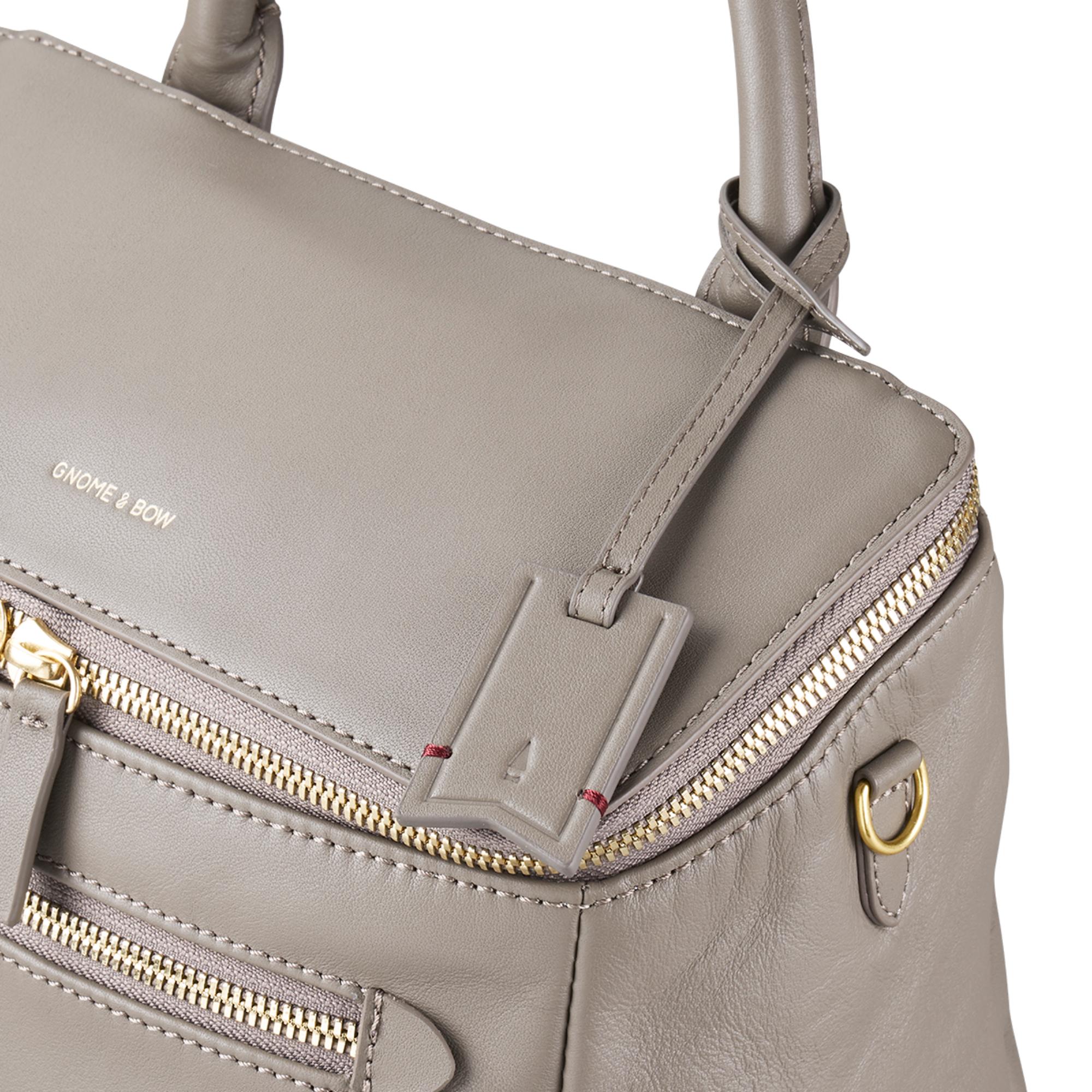 Musketeer Dryna Crossbody Sling Handbag (Water Resistant Nylon / USA Nappa Leather) - Taupe Grey