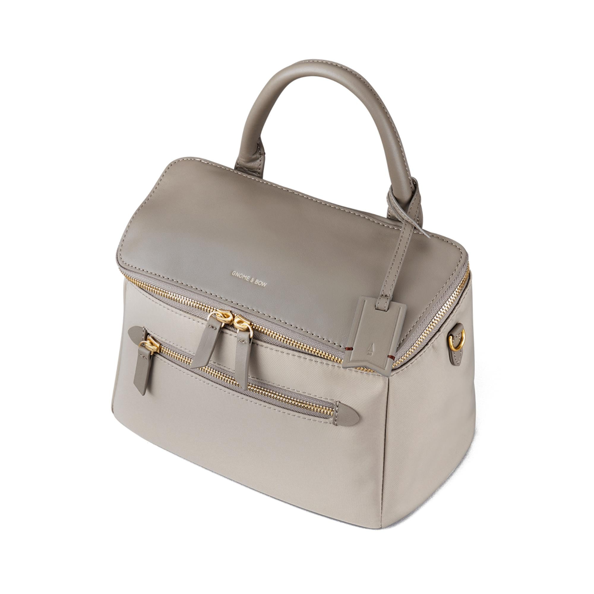 Musketeer Dryna Crossbody Sling Handbag (Water Resistant Nylon / USA Nappa Leather) - Taupe Grey