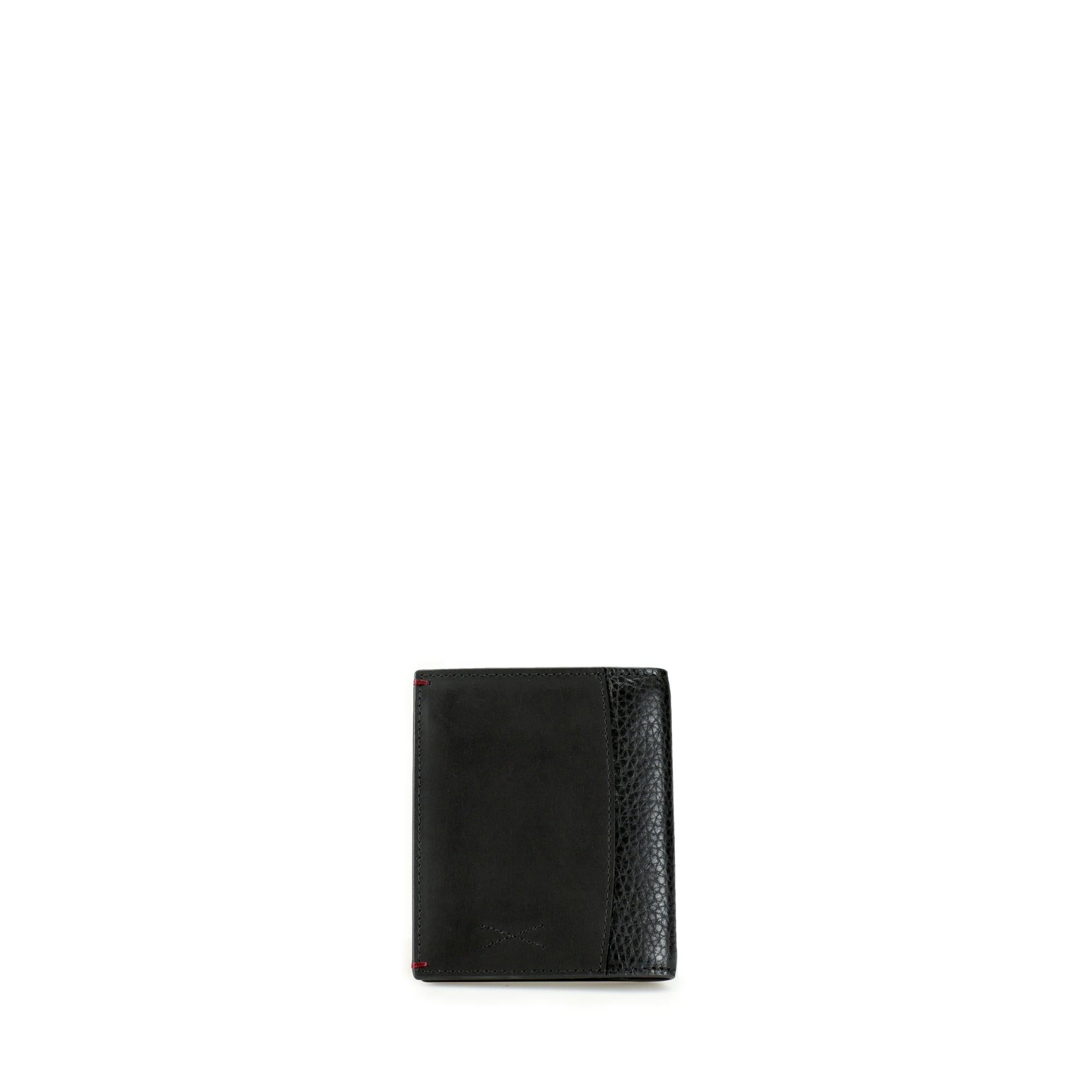 Musketeer Two-Tone Small Coin Slot Bifold Wallet (USA Leather) - Black