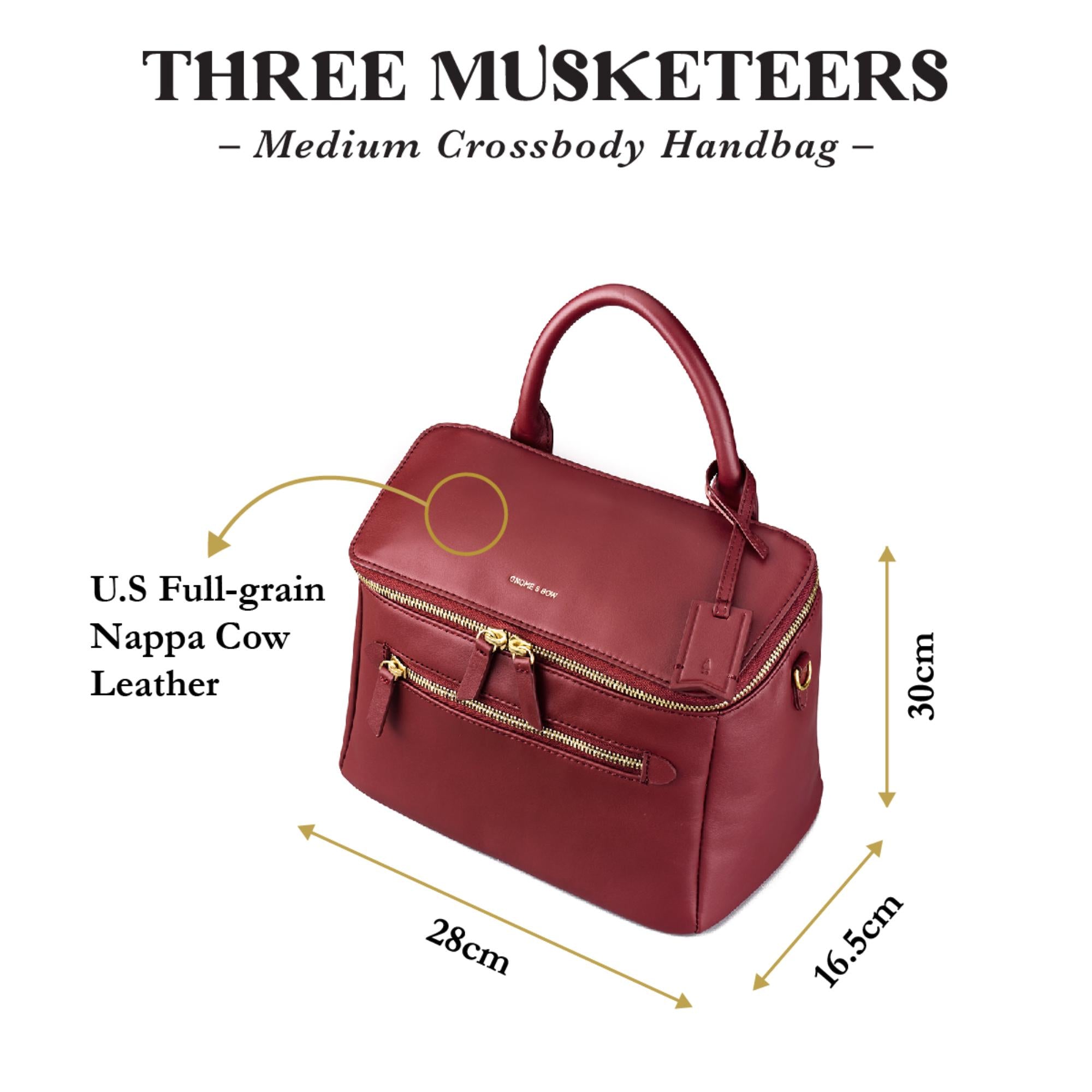 Musketeer Dryna Crossbody Sling Handbag (USA Nappa Leather) - Red