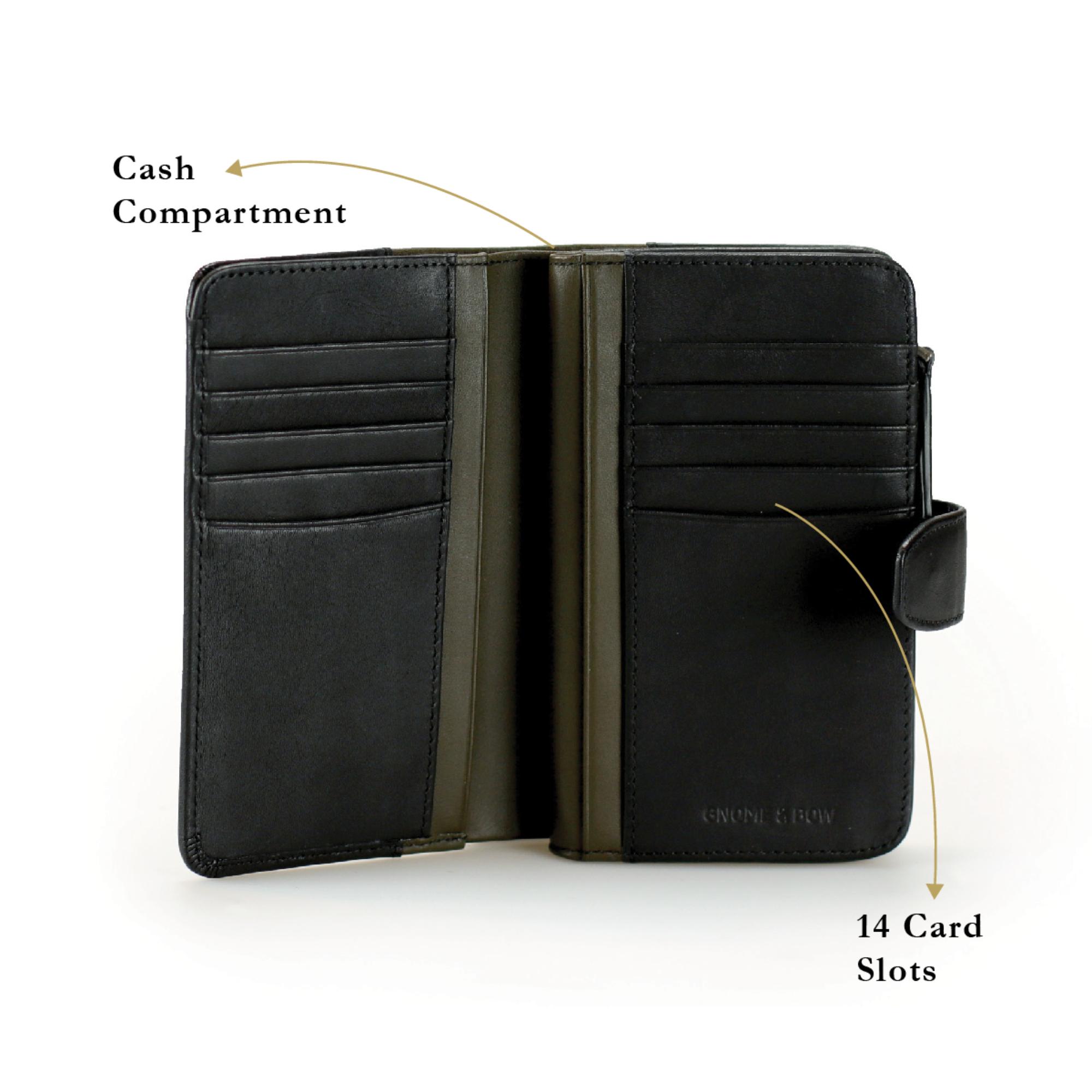 Musketeer Two-Tone Zip Coin Pouch Small Bifold Wallet (USA Leather) - Black