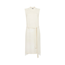 Women Silk Cotton Pleated And Belt Dress - Ivory