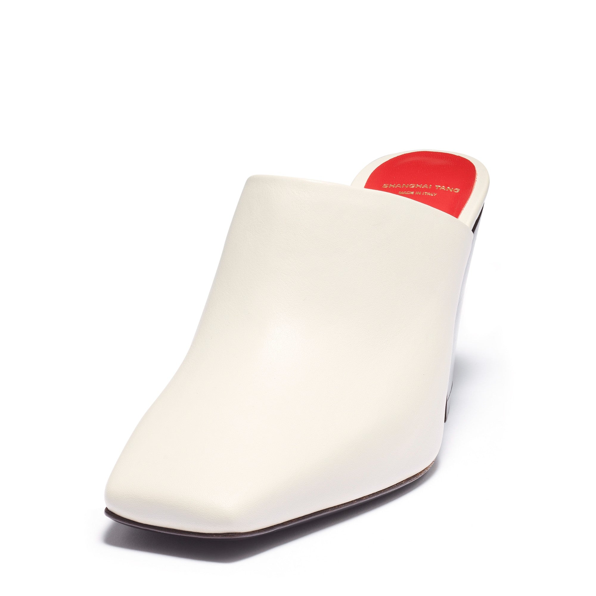 Women Mid Heel Square Toe Mules - Ivory