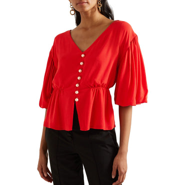 Women Mother Of Pearl Blouses - Red