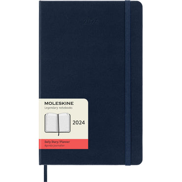 12M Large Hard Cover Daily Planner - Sapphire Blue