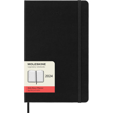 12M Large Hard Cover Daily Planner - Black