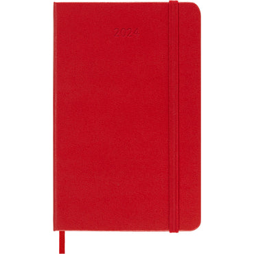 12M Pocket Hard Cover Daily Planner - Scarlet Red