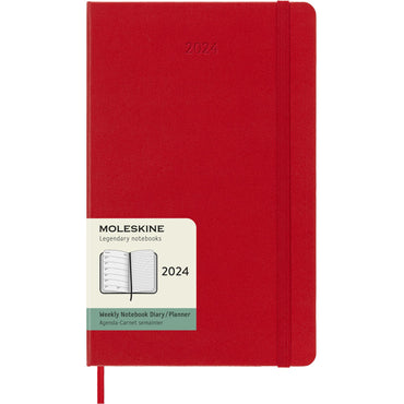 12M Large Hard Cover Weekly Notebook Planner - Scarlet Red