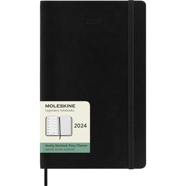 12M Large Soft CoverWeekly Notebook Planner - Black