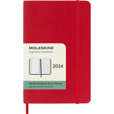 12M Pocket Soft Cover Weekly Notebook Planner- Scarlet Red