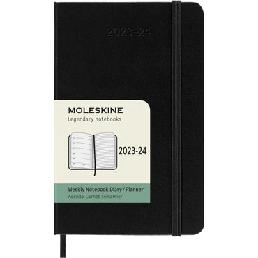 18M Pocket Hard Cover Weekly Notebook Planner - Black
