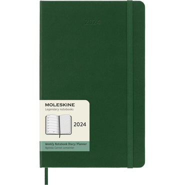 12M Large Hard Cover Weekly Notebook Planner - Myrtle Green