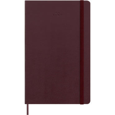 12M Large Hard Cover Weekly Notebook Planner - Burgundy Red